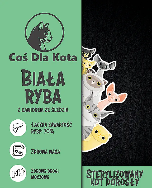 Karma dla kota super premium z biala ryba i kawiorem ze sledzia